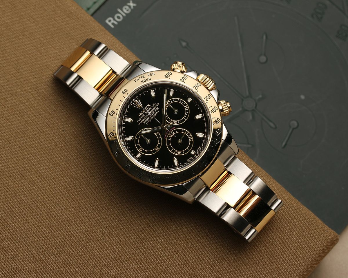 Rolex Black Yellow Gold Stainless Steel Cosmograph Daytona 116523 Watch