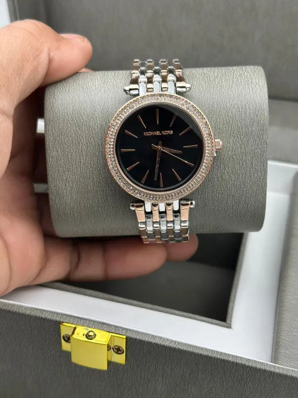 Micheal Kors Darci Rose Gold Two Tone Black Dial