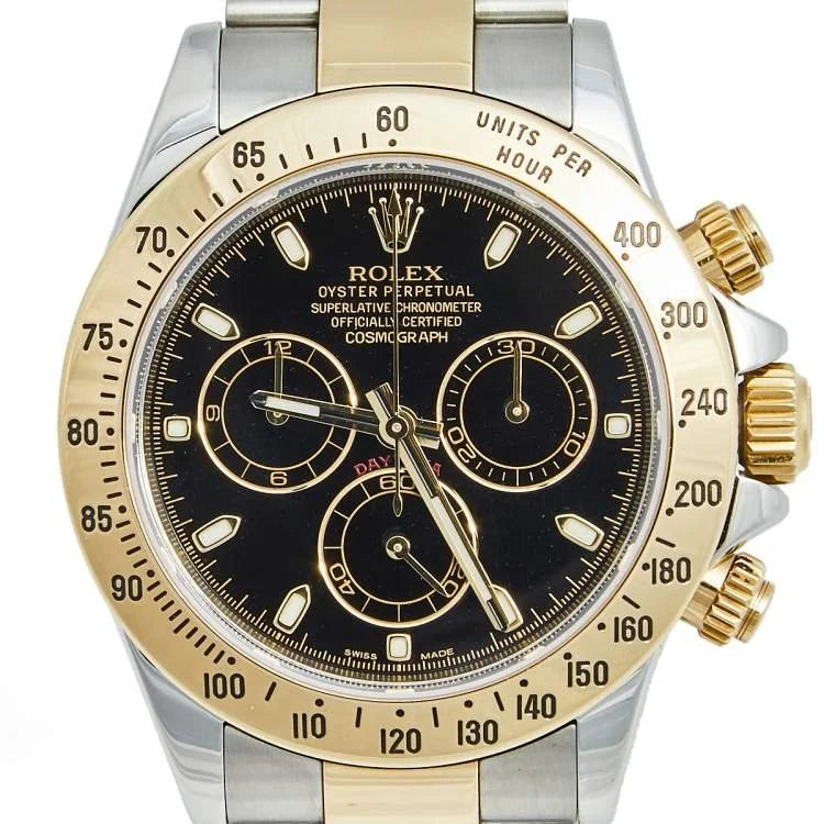 Rolex Black Yellow Gold Stainless Steel Cosmograph Daytona 116523 Watch