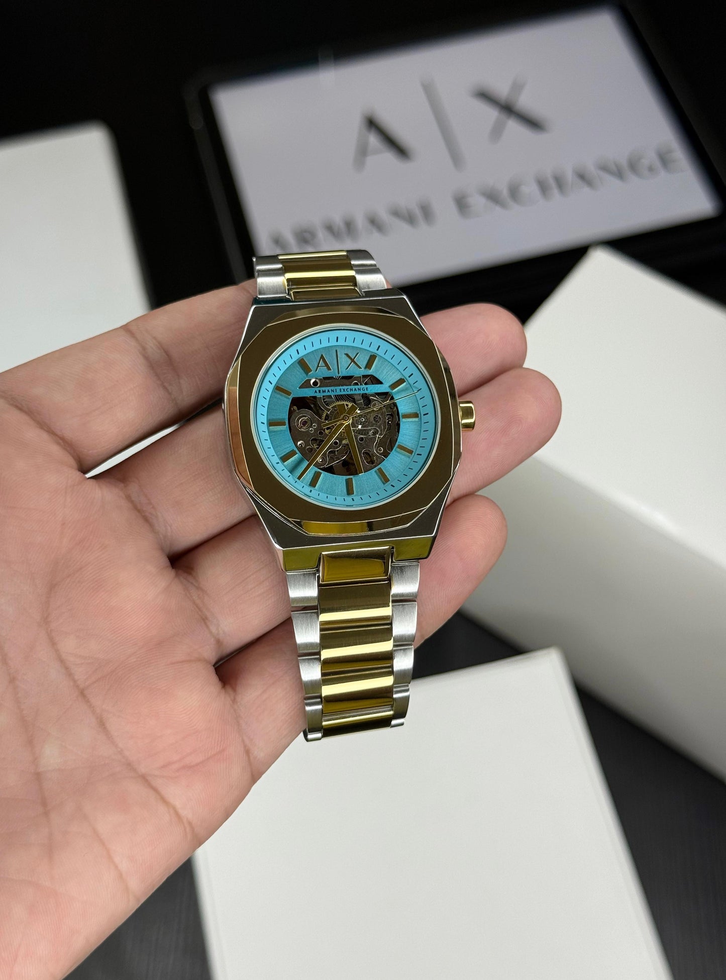 Armani Exchange a practical and very impressive Gents watch With Automatic Open Heart