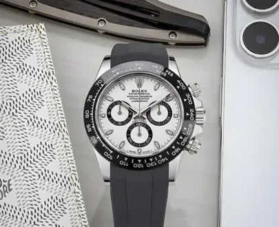 ROLEX DAYTONA (BLACK/SILVER) FIBER BELT PREMIUM WRIST WATCH