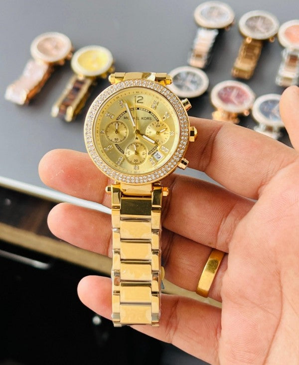 Michael Kor_s MK Full Gold All Chrono Working