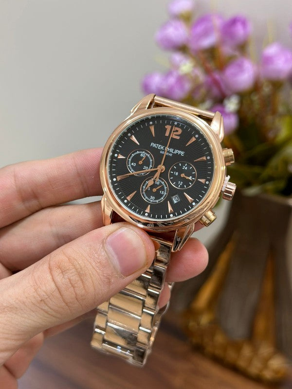 Patek_Philippe Rose & White Dial Chronograph Working