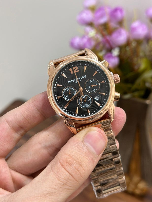 Patek_Philippe Rose & White Dial Chronograph Working