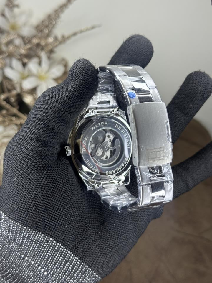 Tommy Hilfiger Automatic Watch – Stainless Steel Full Automatic Self Winding Machine Blue Dial Watch