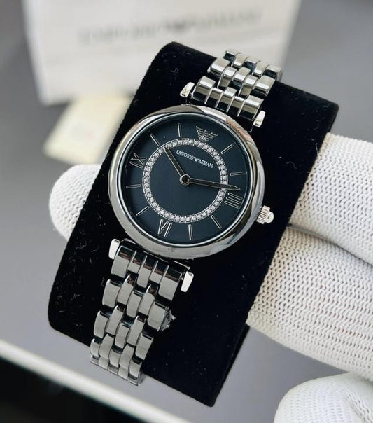 EMPORIO ARMAN_I CERAMIC LADIES FULL BLACK SILVER DAYMOND DAYAL