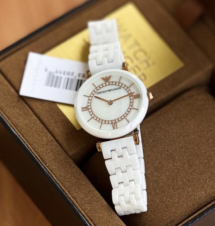 EMPORIO ARMAN_I CERAMIC LADIES WHITE COPAR DAYMOND DAYAL