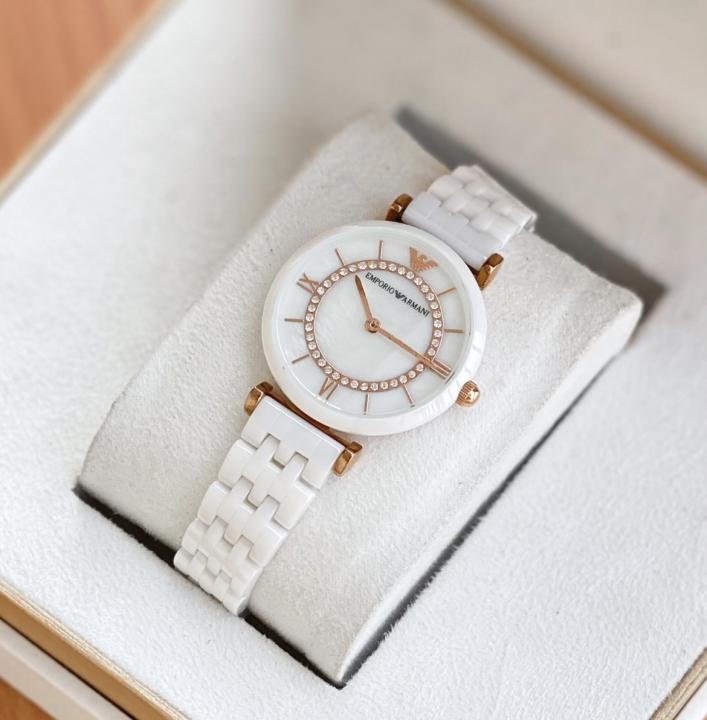 EMPORIO ARMAN_I CERAMIC LADIES WHITE COPAR DAYMOND DAYAL