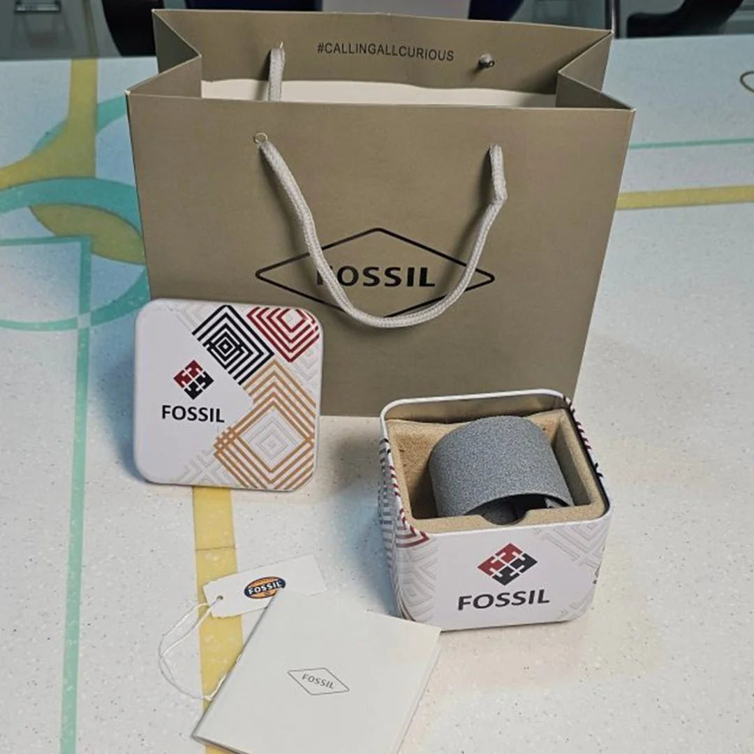 Fossil Grant Leather Belt Black Copper Watch