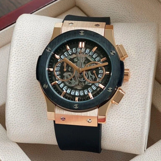 Hublot Black Leather Belt Watch
