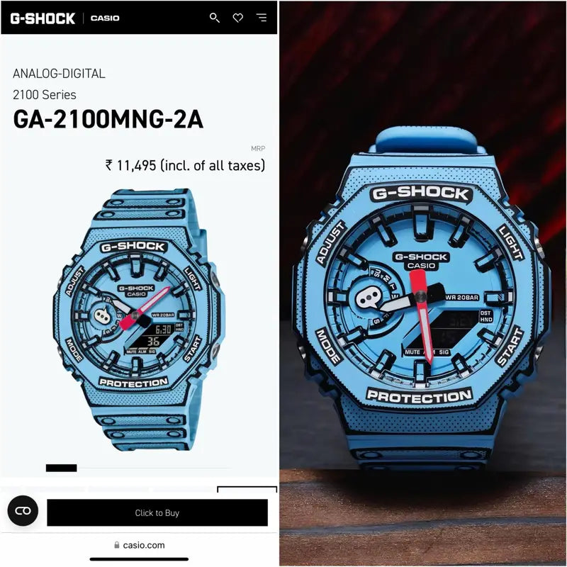 G SHOCK GA2100 MANGA BLUE WATCH