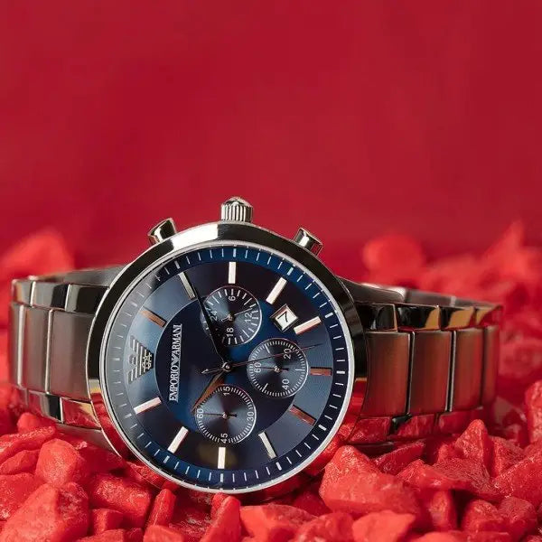 EMPORIO ARMANI CLASSIC (SILVER/BLUE) STAINLESS STEEL WATCH