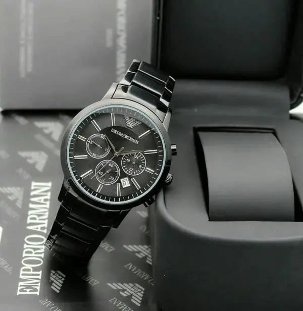 EMPORIO ARMANI STAINLESS STEEL(BLACK) CLASSIC WRIST WATCH