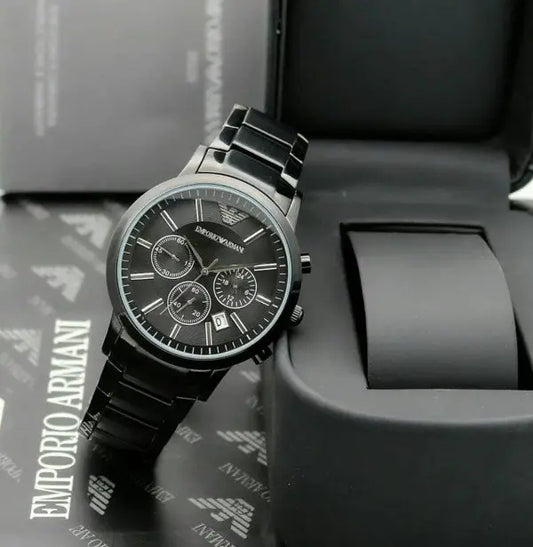 EMPORIO ARMANI STAINLESS STEEL(BLACK) CLASSIC WRIST WATCH