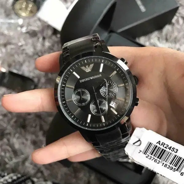 EMPORIO ARMANI STAINLESS STEEL(BLACK) CLASSIC WRIST WATCH