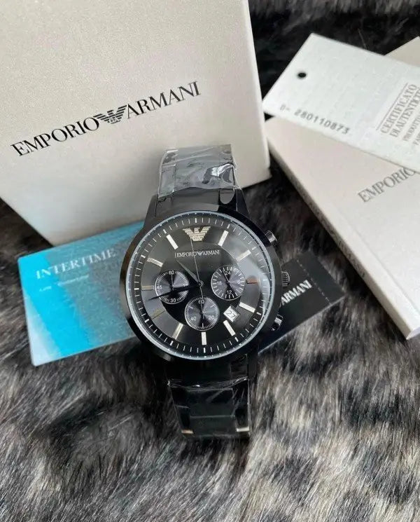 EMPORIO ARMANI STAINLESS STEEL(BLACK) CLASSIC WRIST WATCH