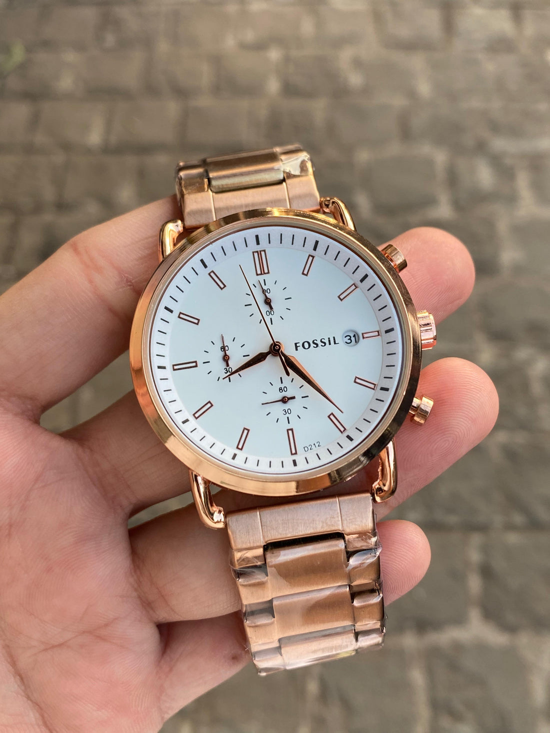 Fossil Rose Gold White Metal Watch