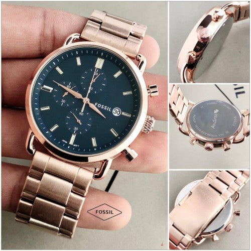 Fossil Rose Gold Black Metal Watch