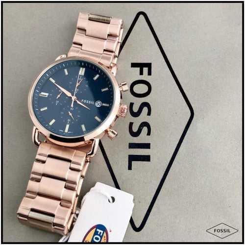 Fossil Rose Gold Black Metal Watch