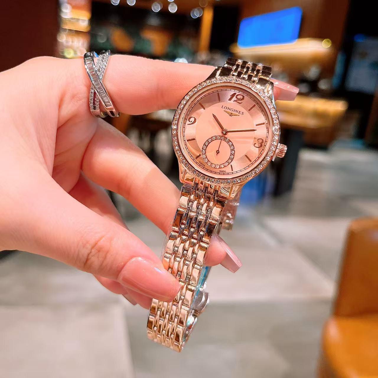 Longines Rosegold Premium Ladies Watch – Diamond Bezel Design