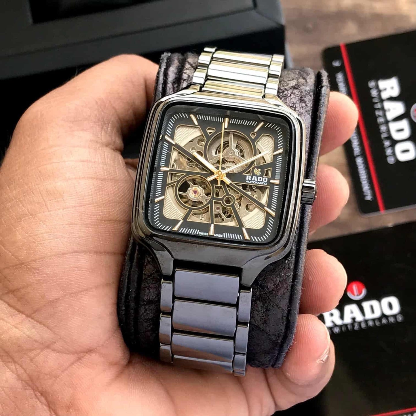 Rad_o True Square Automatic Ceramic Black-Gold