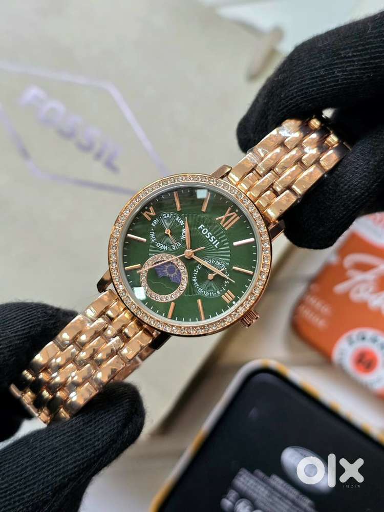 Fossil_Carlie_Chronograph_Rosegold_Green