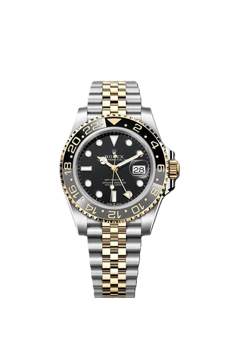 Rolex GMT-Master II yellow gold with a black dial and a Jubilee bracelet