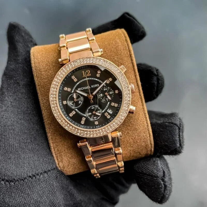 Michael_Kors_Parker Rose Gold Black Dial