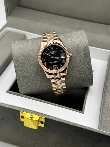Rolex_Datejust_31MM_Women_Rosegold_Black