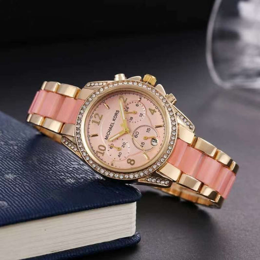Michael_Kors_Gold Pink Bradshaw All Chrono Working Diamond