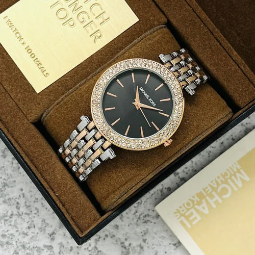 Micheal Kors Darci Rose Gold Two Tone Black Dial