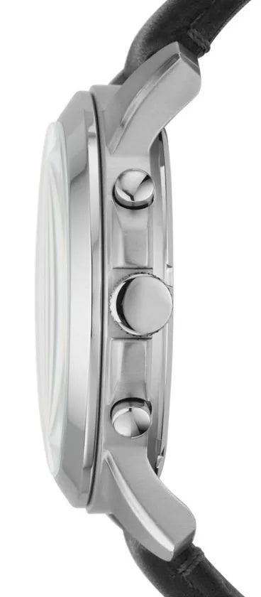 Fossil Grant Leather Belt Black Silver Watch